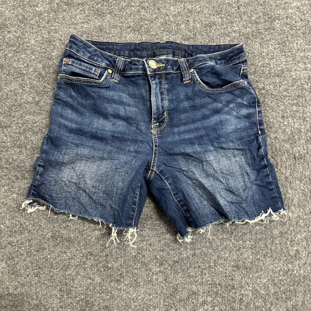 Seven7 Denim Shorts Womens Size 6 Dark Wash Raw Hem Stretch Casual Summer Cutoff
